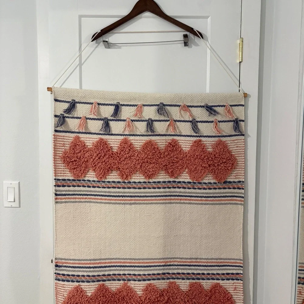 Boho Woven Wall Hanging Tassel Fringe Shaggy Diamond Tufted Textile‎ Art 28x48